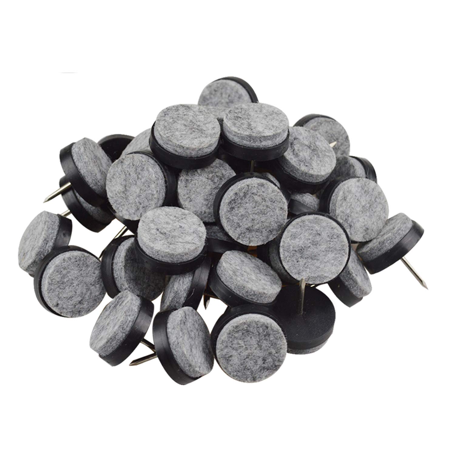 40pcs Round Heavy Duty Nail-on Felt Pad for Furniture Chair Table Leg Feet Floor Protectors Slide Smoothly (Black, Pad Diameter 20mm)