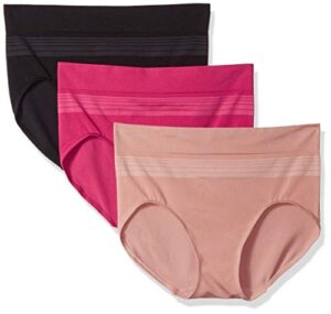 warner's womens blissful benefits seamless bikini panty 3 pack briefs, black/toasted almond/vivacious, xx-large us