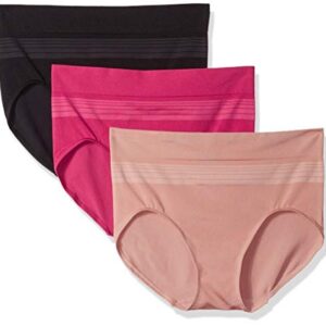 Warner's womens Blissful Benefits Seamless Bikini Panty 3 Pack Briefs, Black/Toasted Almond/Vivacious, XX-Large US