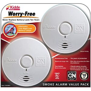 kidde worry-free smoke alarm, 2 pk.