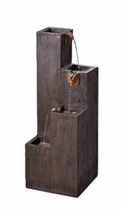 kenroy home 51017wdg lincoln outdoor water fountain, dark wood grain, small