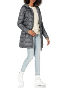 amazon essentials women's lightweight water-resistant hooded puffer coat (available in plus size), charcoal heather, xx-large