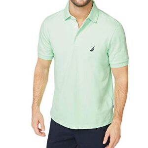 Nautica mens Short Sleeve Solid Stretch Cotton Pique Polo Shirt, Ash Green, Large US