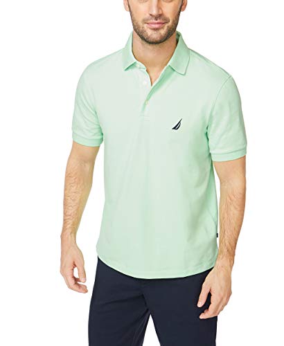 Nautica mens Short Sleeve Solid Stretch Cotton Pique Polo Shirt, Ash Green, Large US