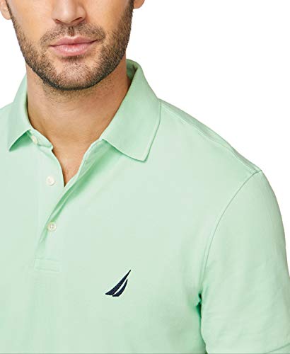 Nautica mens Short Sleeve Solid Stretch Cotton Pique Polo Shirt, Ash Green, Large US