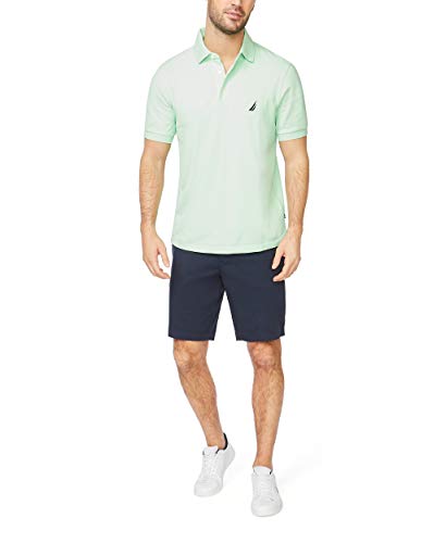 Nautica mens Short Sleeve Solid Stretch Cotton Pique Polo Shirt, Ash Green, Large US