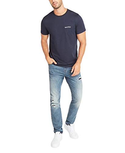 Nautica Men's Short Sleeve Crew Neck T-Shirt, Navy Solid, Large