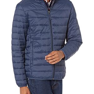 Amazon Essentials Men's Packable Lightweight Water-Resistant Puffer Jacket (Available in Big & Tall), Navy, Medium