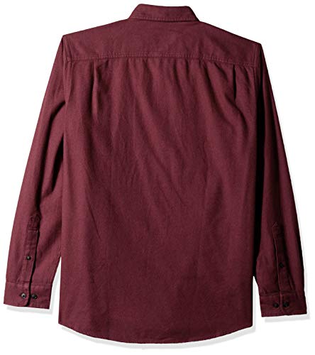 Amazon Essentials Men's Regular-Fit Long-Sleeve Two-Pocket Flannel Shirt, Burgundy Heather, Large