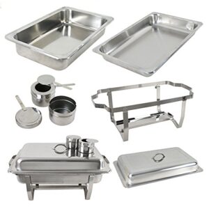 SUPER DEAL 8 Qt Stainless Steel 8 Pack Full Size Chafer Dish w/Water Pan, Food Pan, Fuel Holder and Lid For Buffet/Weddings/Parties/Banquets/Catering Events (8)