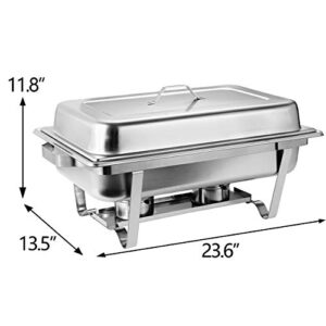 SUPER DEAL 8 Qt Stainless Steel 8 Pack Full Size Chafer Dish w/Water Pan, Food Pan, Fuel Holder and Lid For Buffet/Weddings/Parties/Banquets/Catering Events (8)