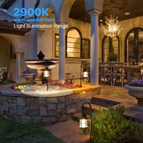 GOODSMANN Landscape Lighting Low Voltage Outdoor 1PK Hanging Path Light 1.1W LED 32 Lumen 2900K Warm White Metal Dual Use Shepherd Hook Pathway Lights Wired 12V AC Sidewalk Light with Cable Connector