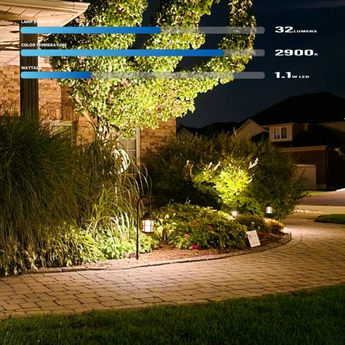 GOODSMANN Landscape Lighting Low Voltage Outdoor 1PK Hanging Path Light 1.1W LED 32 Lumen 2900K Warm White Metal Dual Use Shepherd Hook Pathway Lights Wired 12V AC Sidewalk Light with Cable Connector
