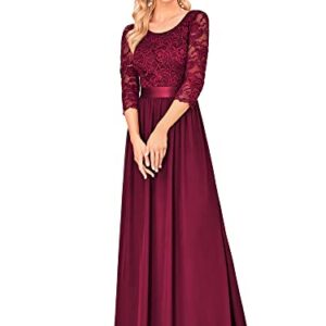 Ever-Pretty Women Lace Elegant 3/4 Sleeve Summer Maxi Evening Gown Burgundy US12