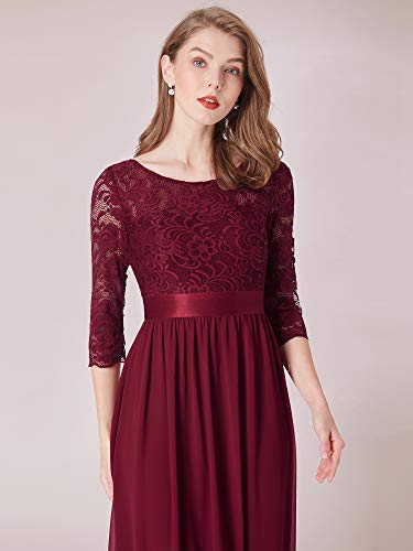 Ever-Pretty Women Lace Elegant 3/4 Sleeve Summer Maxi Evening Gown Burgundy US12