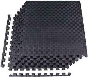 balancefrom puzzle exercise mat with eva foam interlocking tiles for mma, exercise, gymnastics and home gym protective flooring, 1" thick, 24 square feet, black