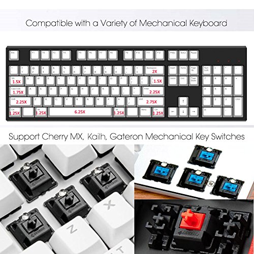 Seiorca 104 PBT Keycaps Double-Shot Backlit Keycap Set for Mechanical Keyboard with Key Puller (White)