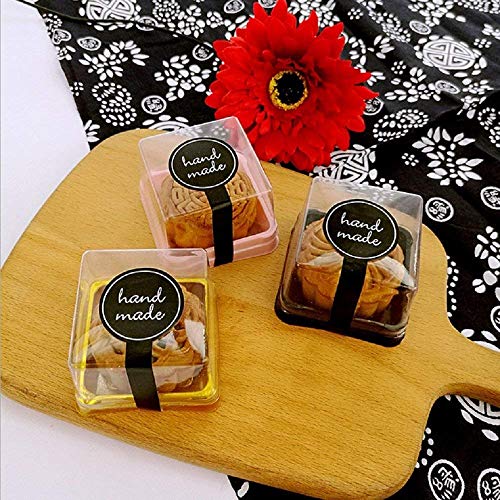 50 Pack Gold bottom Clear cover plastic mini cake box - muffin box - moon cake box - mung bean cake snow Mei Niang box（bottom 2 1/4 Inch X high 1-1/2 Inch）