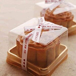 50 Pack Gold bottom Clear cover plastic mini cake box - muffin box - moon cake box - mung bean cake snow Mei Niang box（bottom 2 1/4 Inch X high 1-1/2 Inch）