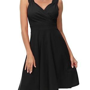 GRACE KARIN Wrap Elegant Cocktail Dress for Women Semi Formal Dress Homecoming Dress Black S