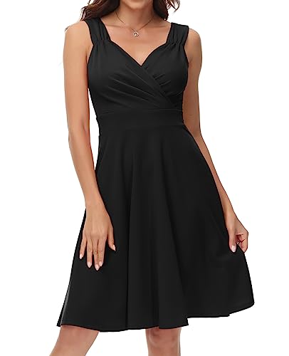 GRACE KARIN Wrap Elegant Cocktail Dress for Women Semi Formal Dress Homecoming Dress Black S