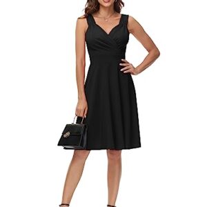 GRACE KARIN Wrap Elegant Cocktail Dress for Women Semi Formal Dress Homecoming Dress Black S