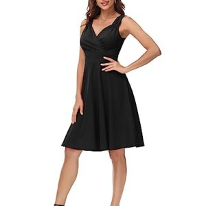 GRACE KARIN Wrap Elegant Cocktail Dress for Women Semi Formal Dress Homecoming Dress Black S