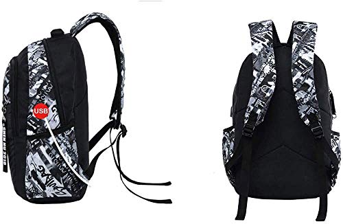 Asge School Backpack for Boys Print Backpack Teenagers Nylon Large School Bag Outdoor Reflective Daypack