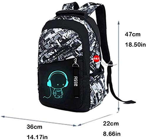 Asge School Backpack for Boys Print Backpack Teenagers Nylon Large School Bag Outdoor Reflective Daypack