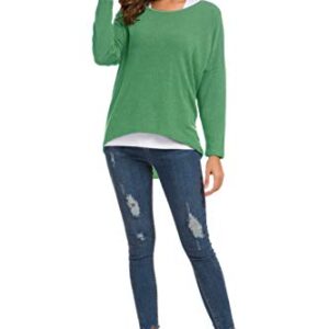 UGET Women's Oversized Baggy Off Shoulder Long Batwing Sleeve Loose Fitting Pullover Casual Comfy Fall T-Shirt Sweaters Tops XX-Large Light Green X-Large Light Green