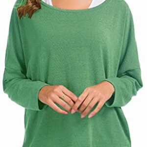 UGET Women's Oversized Baggy Off Shoulder Long Batwing Sleeve Loose Fitting Pullover Casual Comfy Fall T-Shirt Sweaters Tops XX-Large Light Green X-Large Light Green