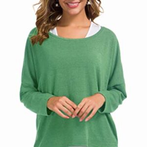 UGET Women's Oversized Baggy Off Shoulder Long Batwing Sleeve Loose Fitting Pullover Casual Comfy Fall T-Shirt Sweaters Tops XX-Large Light Green X-Large Light Green