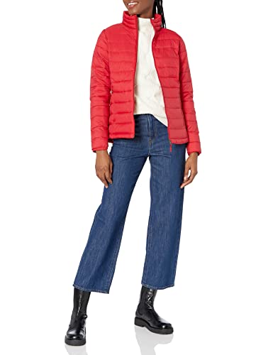 Amazon Essentials Women's Lightweight Long-Sleeve Water-Resistant Puffer Jacket (Available in Plus Size), Red, X-Large