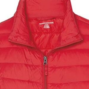 Amazon Essentials Women's Lightweight Long-Sleeve Water-Resistant Puffer Jacket (Available in Plus Size), Red, X-Large