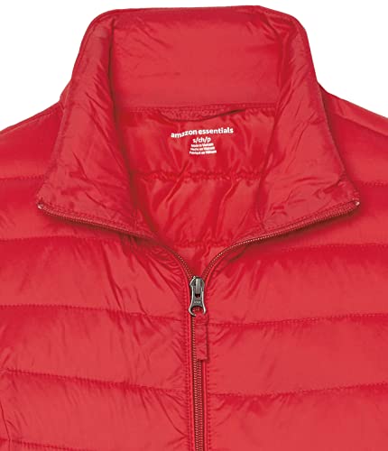 Amazon Essentials Women's Lightweight Long-Sleeve Water-Resistant Puffer Jacket (Available in Plus Size), Red, X-Large