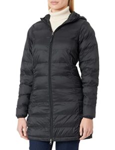 amazon essentials women's lightweight water-resistant hooded puffer coat (available in plus size), black, medium