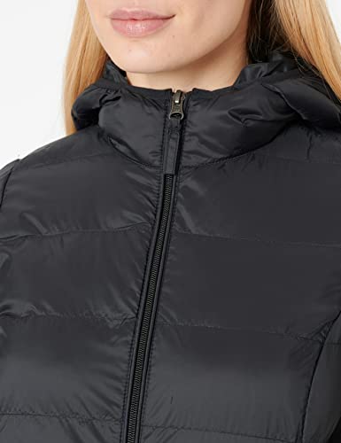 Amazon Essentials Women's Lightweight Water-Resistant Hooded Puffer Coat (Available in Plus Size), Black, Medium