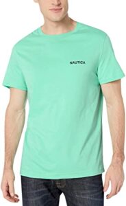 nautica mens short sleeve solid crew neck t-shirt t shirt, mint spring solid, large us