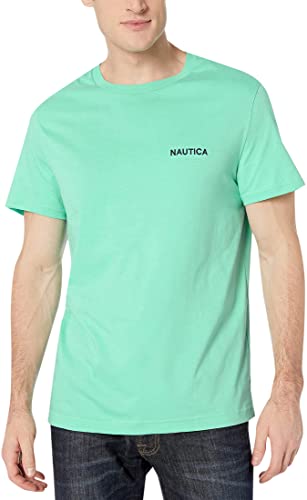 Nautica mens Short Sleeve Solid Crew Neck T-shirt T Shirt, Mint Spring Solid, Large US