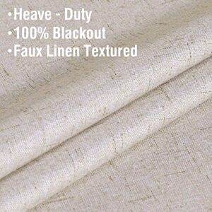 Linen Blackout Curtains 108 Inches Long 100% Absolutely Blackout Thermal Insulated Textured Linen Look Curtain Draperies Anti-Rust Grommet, Energy Saving with White Liner, 2 Panels, Natural