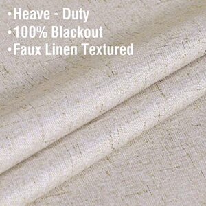 Linen Blackout Curtains 84 Inches Long 100% Absolutely Blackout Thermal Insulated Textured Linen Look Curtain Draperies Anti-Rust Grommet, Energy Saving with White Liner, 2 Panels, Natural