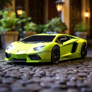 QUN FENG RC Car 1:18 Lamborghini Aventador 2.4 G Radio Remote Control, Electric, Sport Racing Hobby Toy Car Grade Licensed Model Vehicle for Kids Boys and Girls Best Gift (Green)