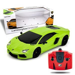 QUN FENG RC Car 1:18 Lamborghini Aventador 2.4 G Radio Remote Control, Electric, Sport Racing Hobby Toy Car Grade Licensed Model Vehicle for Kids Boys and Girls Best Gift (Green)