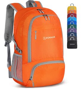 zomake lightweight packable backpack 30l - foldable hiking backpacks water resistant compact folding daypack for travel(orange)