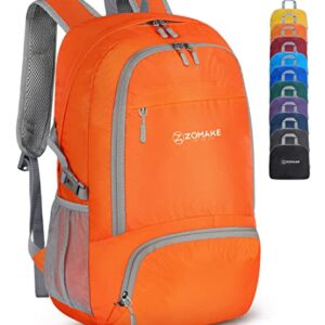 ZOMAKE Lightweight Packable Backpack 30L - Foldable Hiking Backpacks Water Resistant Compact Folding Daypack for Travel(Orange)