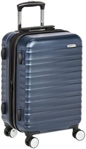 amazon basics hardside spinner luggage with built-in tsa lock, 21-inch, carry-on, navy blue