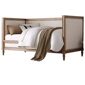 benzara wooden daybed, cream and brown