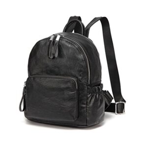 vaschy mini backpack purse, cute faux leather small backpack purse for women with double compartment black