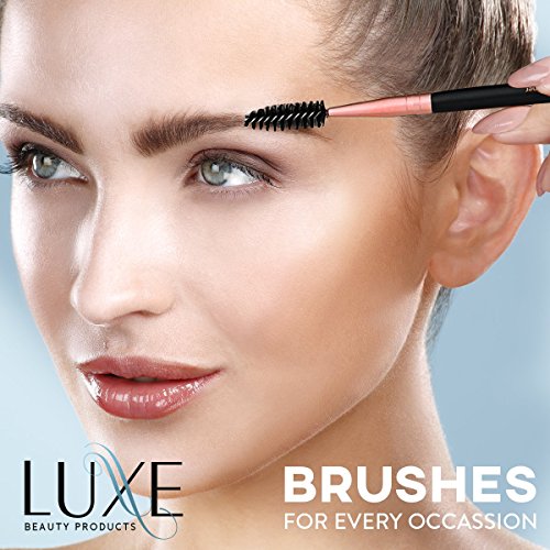 Luxe Premium Makeup Brushes Set for Face and Eye - Synthetic Brushes for Foundation, Powder, Blush, Eyeshadow - Brush Cleaning Solution Included - Perfect Make Up Brushes Kit, Beauty Brush Set (14pc)