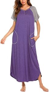 ekouaer womens sleepshirts long night gown sleepwear (a-purple, xx-large)